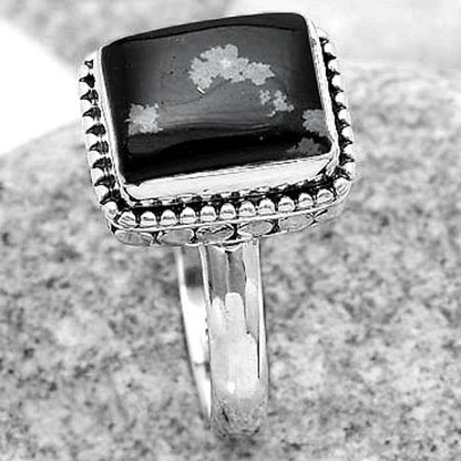 Natural Snow Flake Obsidian Ring size-8 R-1071 SDR184145