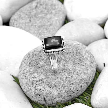 Natural Snow Flake Obsidian Ring size-8 R-1071 SDR184145