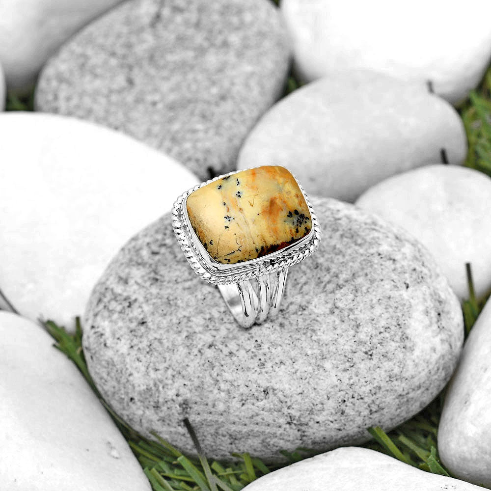 Natural Russian Honey Dendrite Opal Ring size-8.5 R-1010 SDR184302