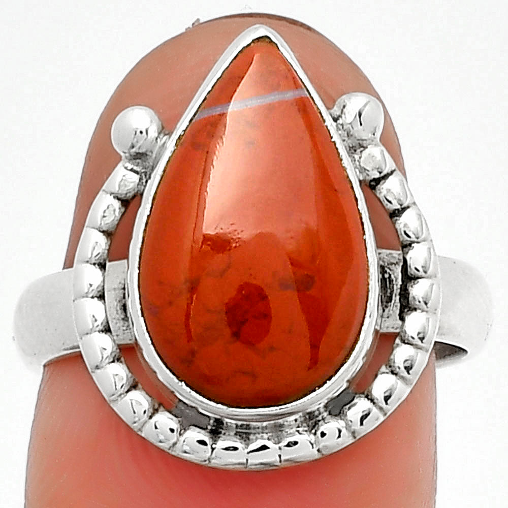 Natural Red Moss Agate Ring size-7.5 R-1518 SDR184340