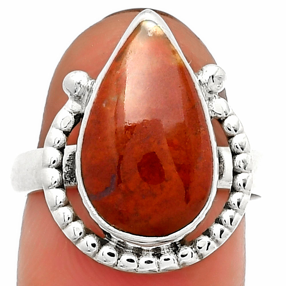Natural Red Moss Agate Ring size-7.5 R-1518 SDR184347