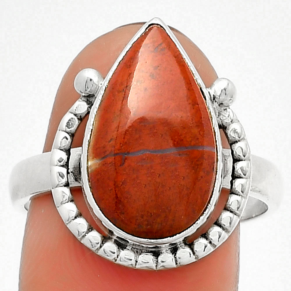 Natural Red Moss Agate Ring size-9 R-1518 SDR184375