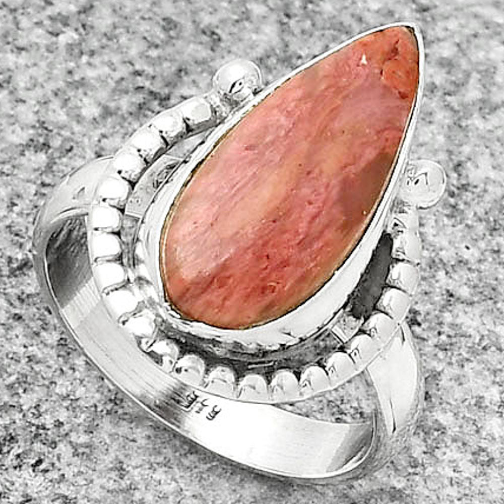 Natural Pink Tulip Quartz Ring size-7.5 R-1518 SDR184379