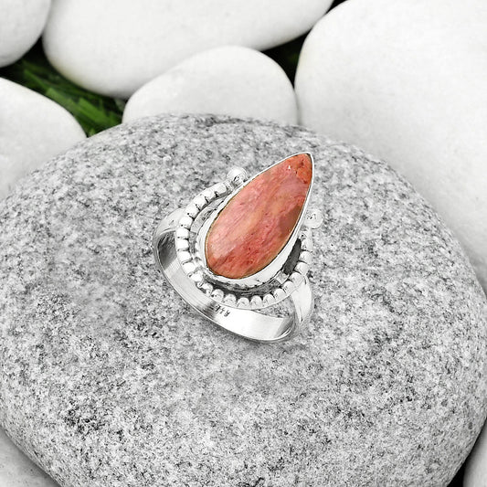 Natural Pink Tulip Quartz Ring size-7.5 R-1518 SDR184379