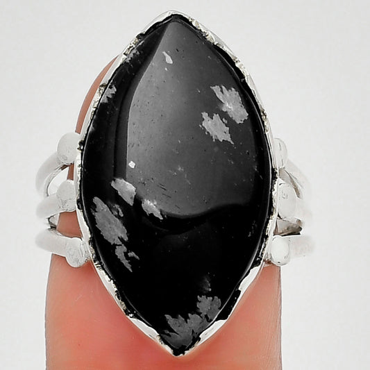 Natural Snow Flake Obsidian Ring size-8 R-1338 SDR184406
