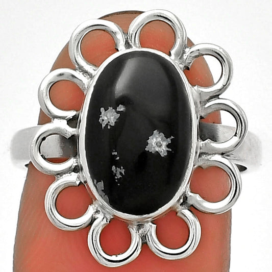 Natural Snow Flake Obsidian Ring size-7.5 R-1527 SDR184472