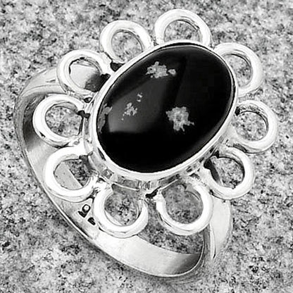 Natural Snow Flake Obsidian Ring size-7.5 R-1527 SDR184472