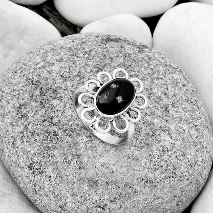 Natural Snow Flake Obsidian Ring size-7.5 R-1527 SDR184472