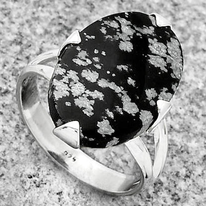 Natural Snow Flake Obsidian Ring size-8 R-1305 SDR184497