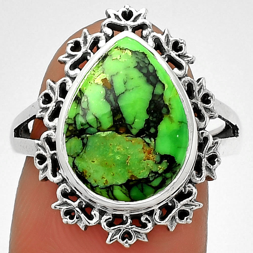 Natural Green Matrix Turquoise Ring size-7 R-1114 SDR184602