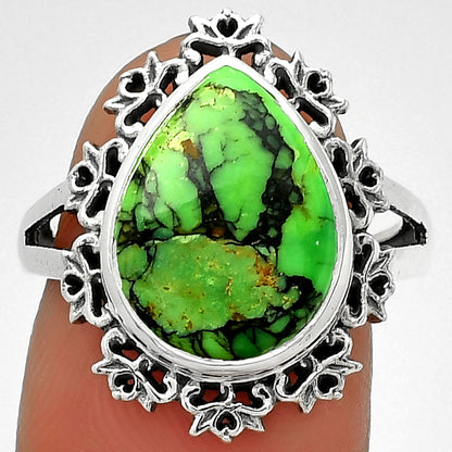 Natural Green Matrix Turquoise Ring size-7 R-1114 SDR184602