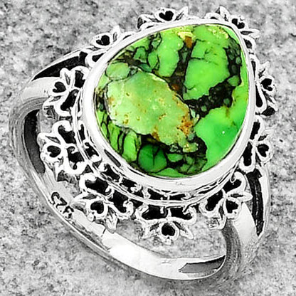 Natural Green Matrix Turquoise Ring size-7 R-1114 SDR184602