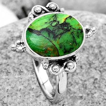 Natural Green Matrix Turquoise Ring size-8.5 R-1118 SDR185066