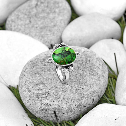 Natural Green Matrix Turquoise Ring size-8.5 R-1118 SDR185066