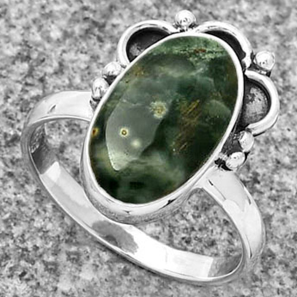 Natural Ocean Jasper - Madagascar Ring size-8 R-1216 SDR185254