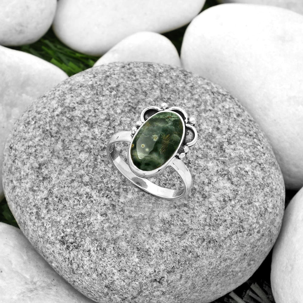 Natural Ocean Jasper - Madagascar Ring size-8 R-1216 SDR185254