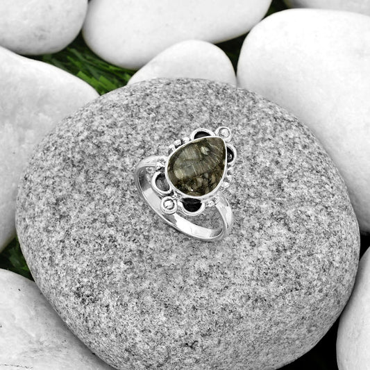 Natural Crinoid Fossil Coral Ring size-7.5 R-1103 SDR185340