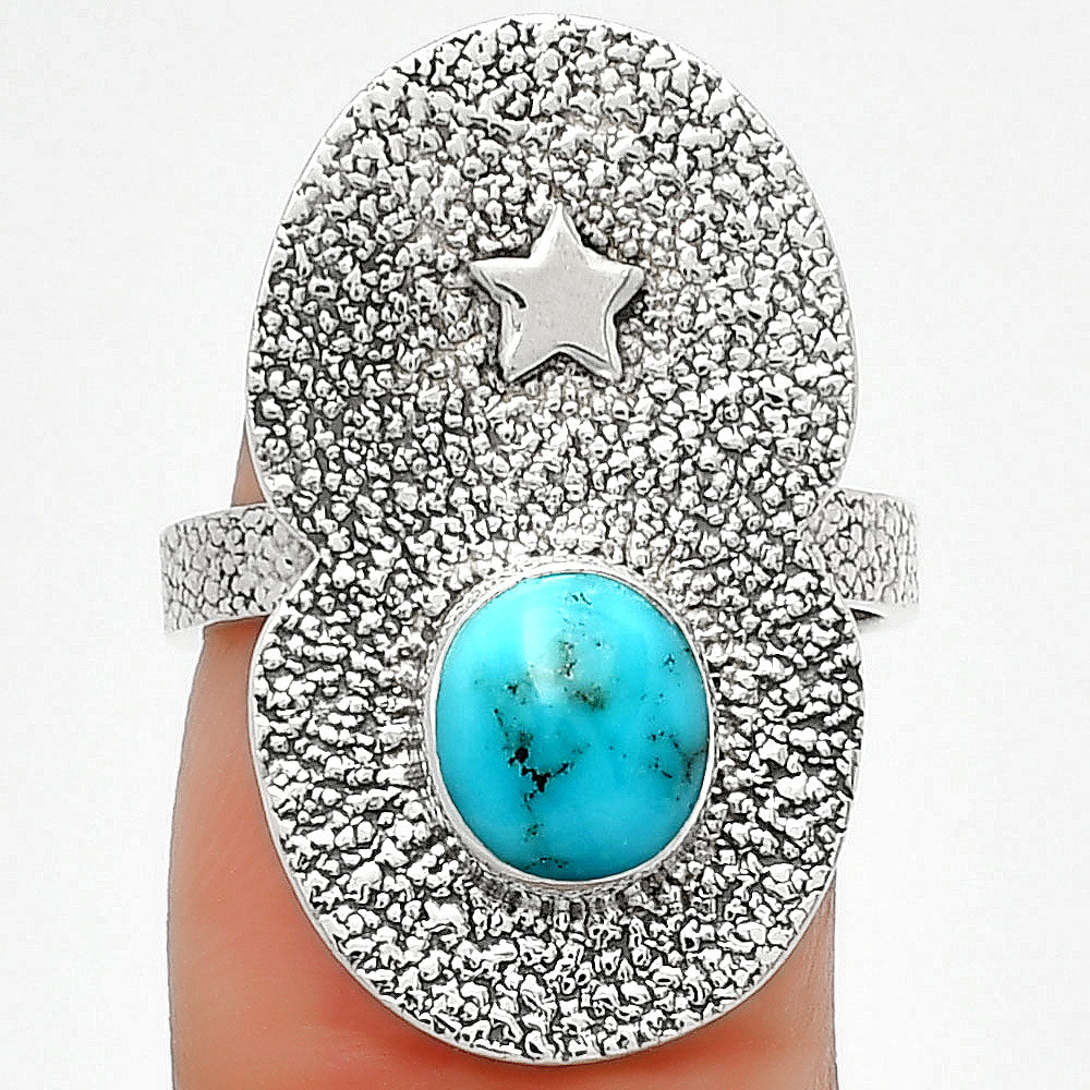 Star - Natural Egyptian Turquoise Ring size-7.5 R-1290 SDR185448