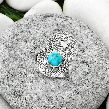 Star - Natural Egyptian Turquoise Ring size-7.5 R-1290 SDR185448