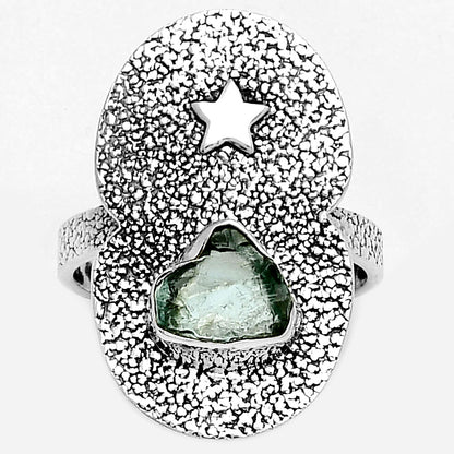 Star - Natural Aqua Apatite Rough Ring size-7.5 R-1290 SDR185453