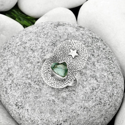 Star - Natural Aqua Apatite Rough Ring size-7.5 R-1290 SDR185453