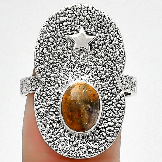 Star - Natural Indian Blanket Jasper Ring size-8 R-1290 SDR185454