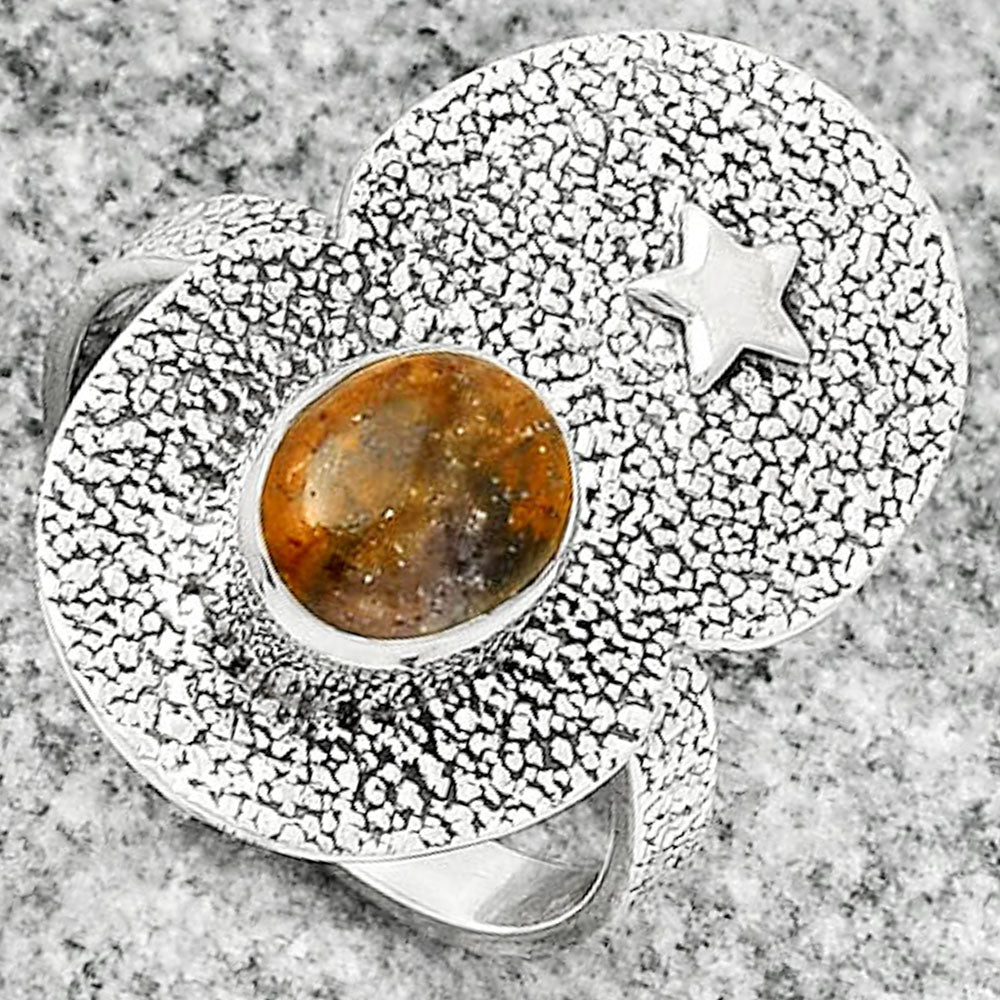 Star - Natural Indian Blanket Jasper Ring size-8 R-1290 SDR185454