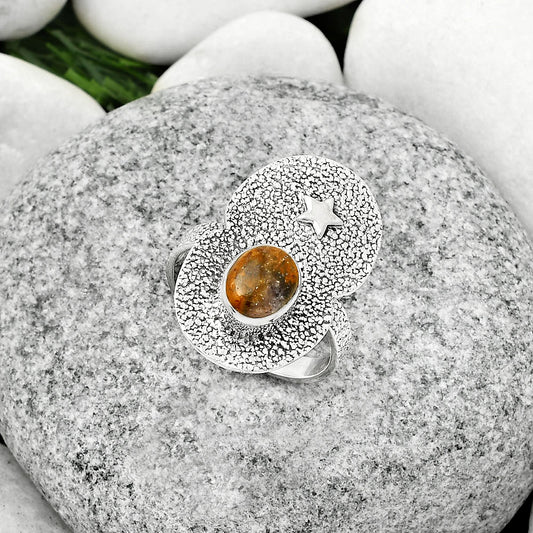 Star - Natural Indian Blanket Jasper Ring size-8 R-1290 SDR185454