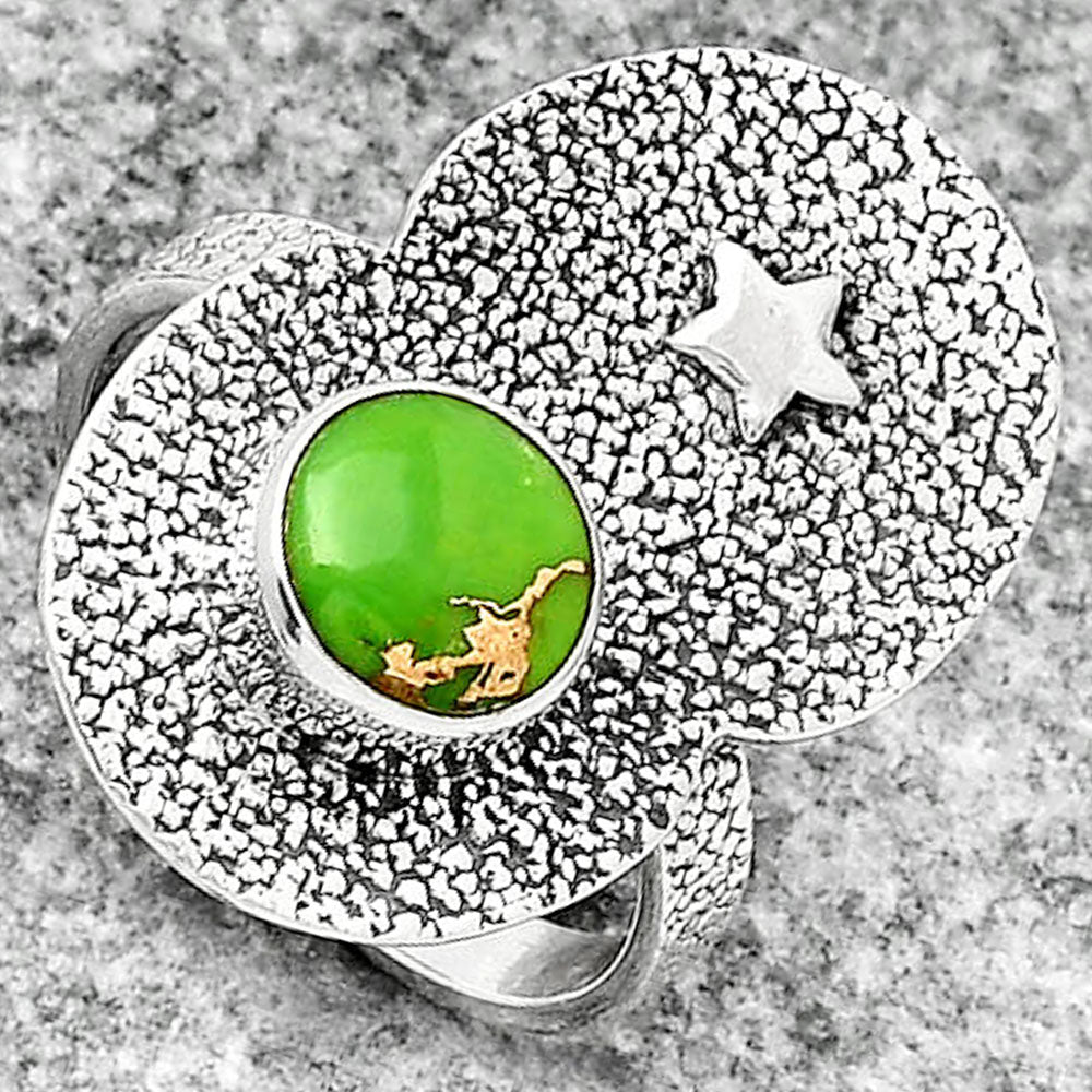 Star Natural Copper Green Turquoise Ring size-8 R-1290 SDR185455