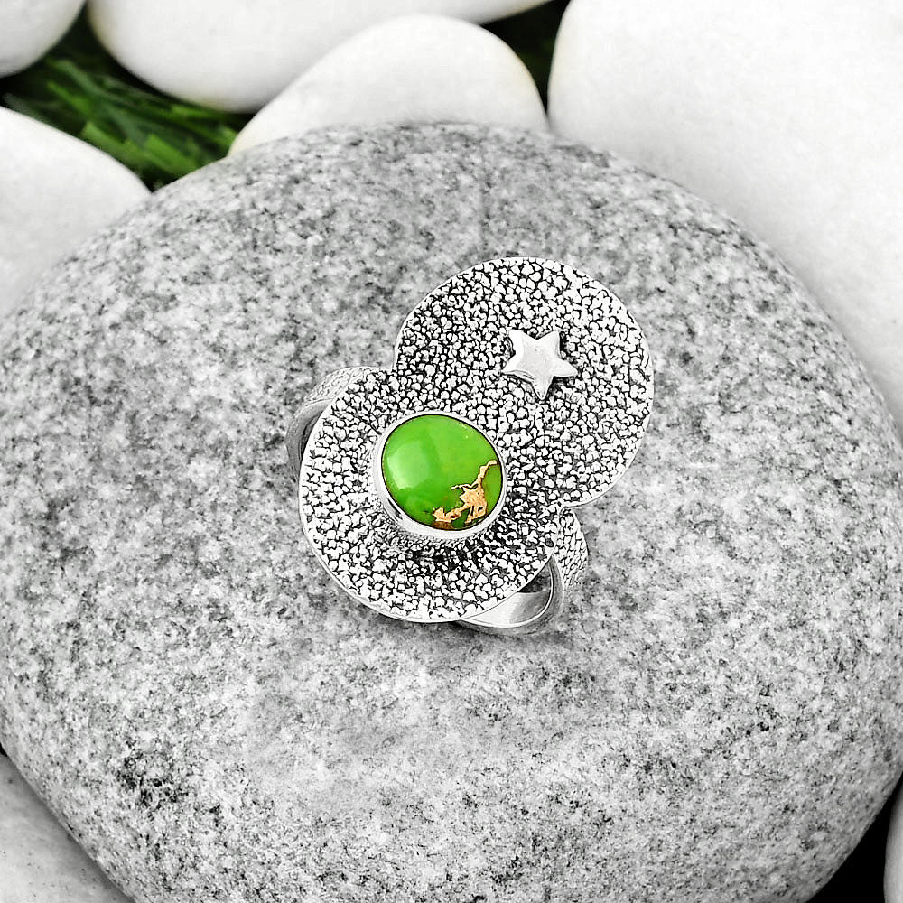 Star Natural Copper Green Turquoise Ring size-8 R-1290 SDR185455