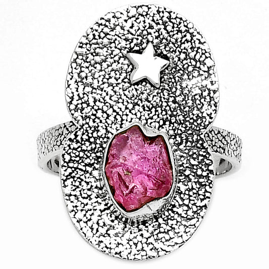 Star - Natural Pink Tourmaline Rough Ring size-9 R-1290 SDR185462