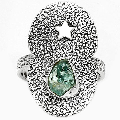 Star Aqua Apatite Rough Madagascar Ring size-8 R-1290 SDR185465