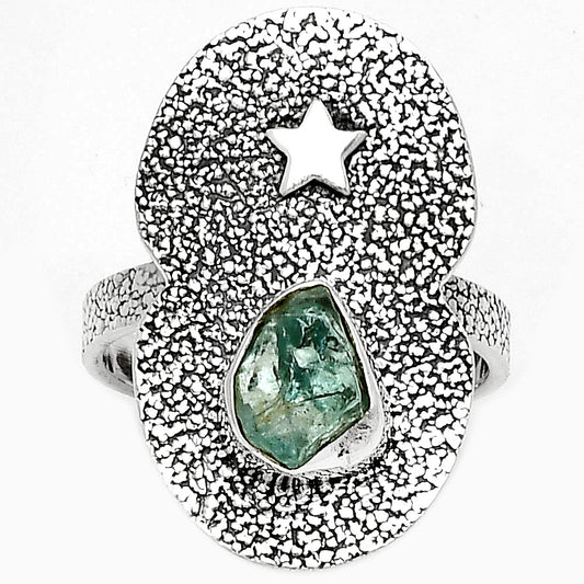 Star Aqua Apatite Rough Madagascar Ring size-8 R-1290 SDR185465