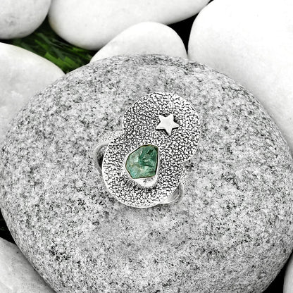 Star Aqua Apatite Rough Madagascar Ring size-8 R-1290 SDR185465