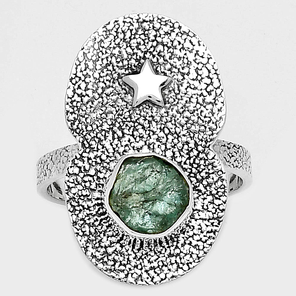 Star Aqua Apatite Rough Madagascar Ring size-9 R-1290 SDR185468