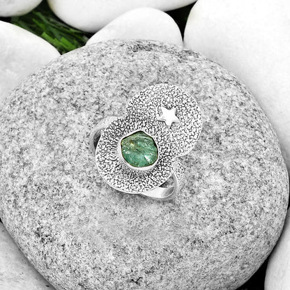 Star Aqua Apatite Rough Madagascar Ring size-9 R-1290 SDR185468