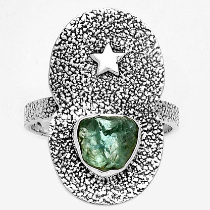 Star Aqua Apatite Rough Madagascar Ring size-9 R-1290 SDR185471