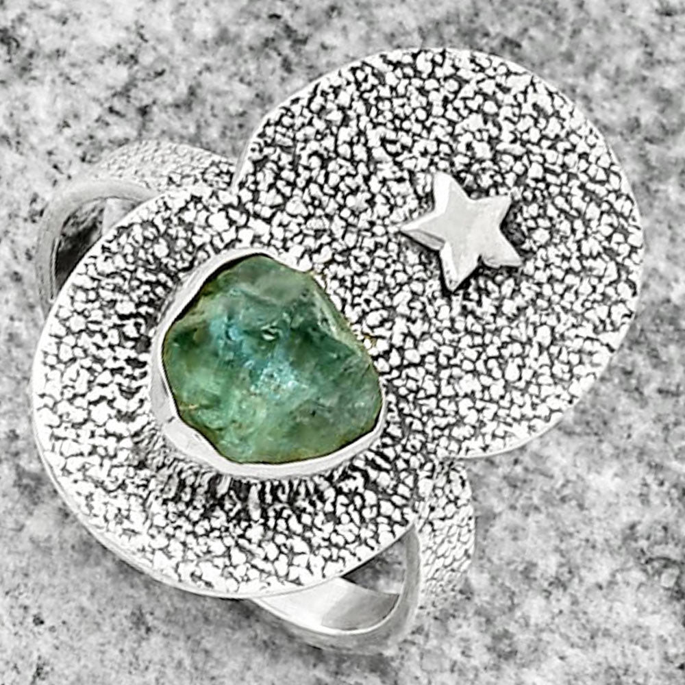 Star Aqua Apatite Rough Madagascar Ring size-9 R-1290 SDR185471