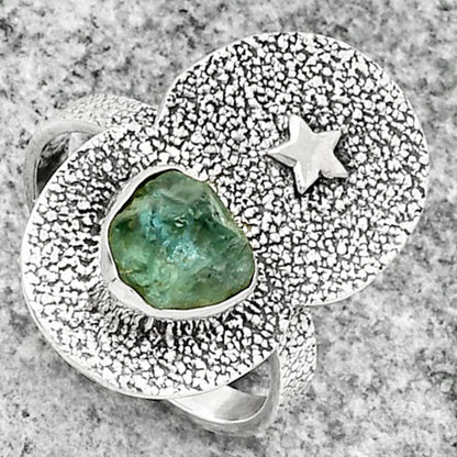 Star Aqua Apatite Rough Madagascar Ring size-9 R-1290 SDR185471