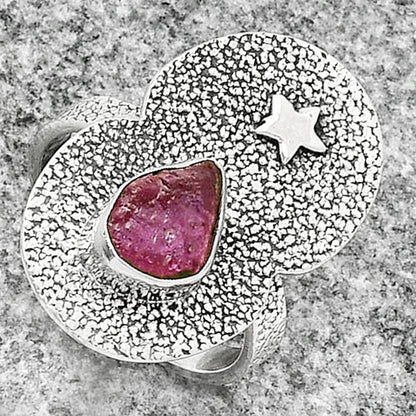 Star Natural Pink Tourmaline Rough Ring size-7.5 R-1290 SDR185473