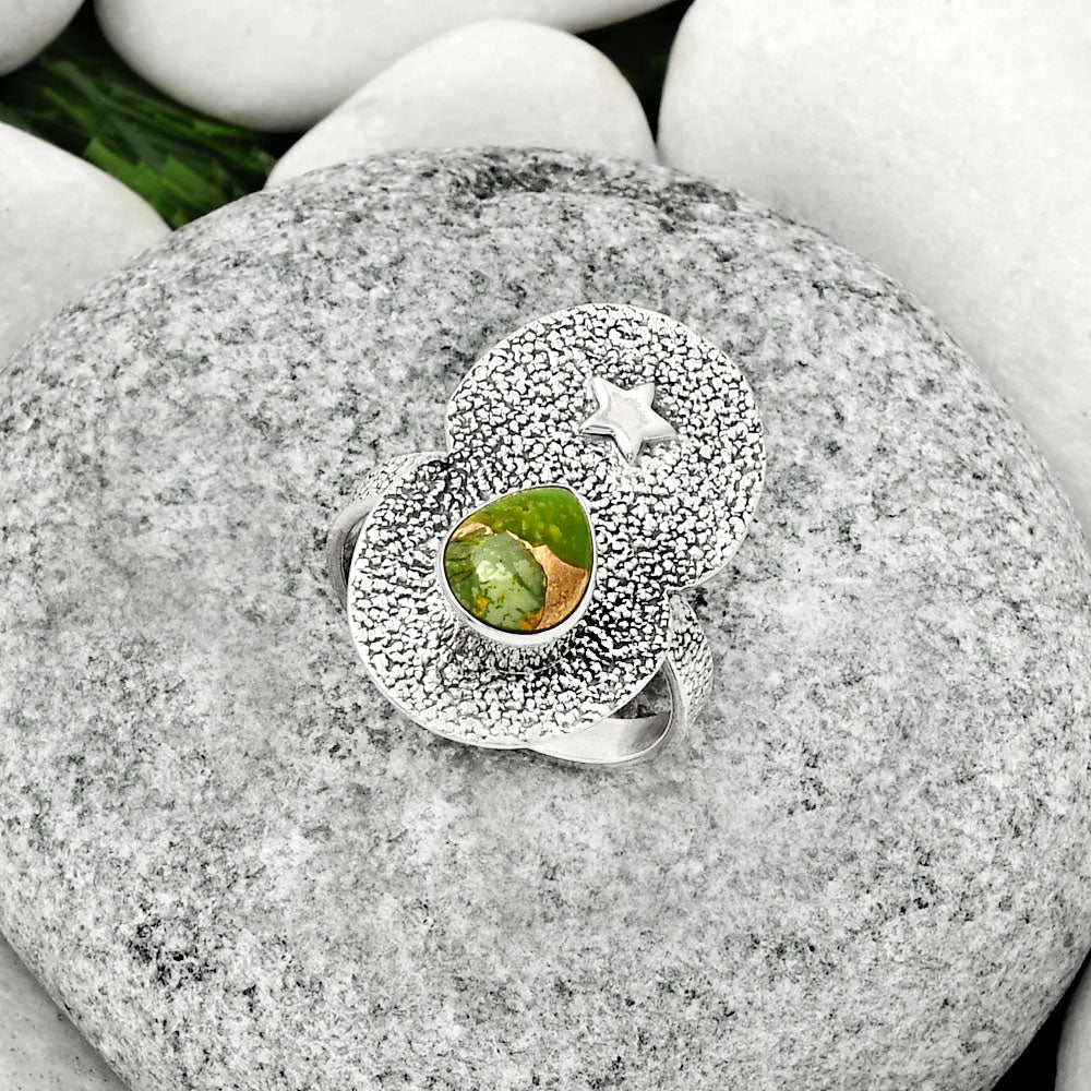 Star Natural Copper Green Turquoise Ring size-8 R-1290 SDR185477