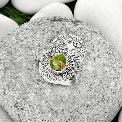 Star Natural Copper Green Turquoise Ring size-8 R-1290 SDR185477