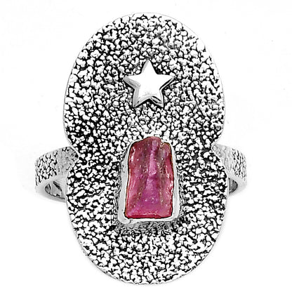 Star Natural Pink Tourmaline Rough Ring size-8.5 R-1290 SDR185479