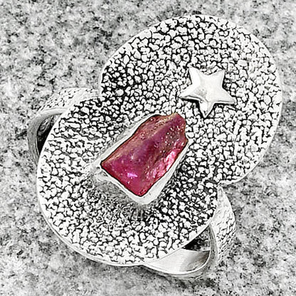 Star Natural Pink Tourmaline Rough Ring size-8.5 R-1290 SDR185479