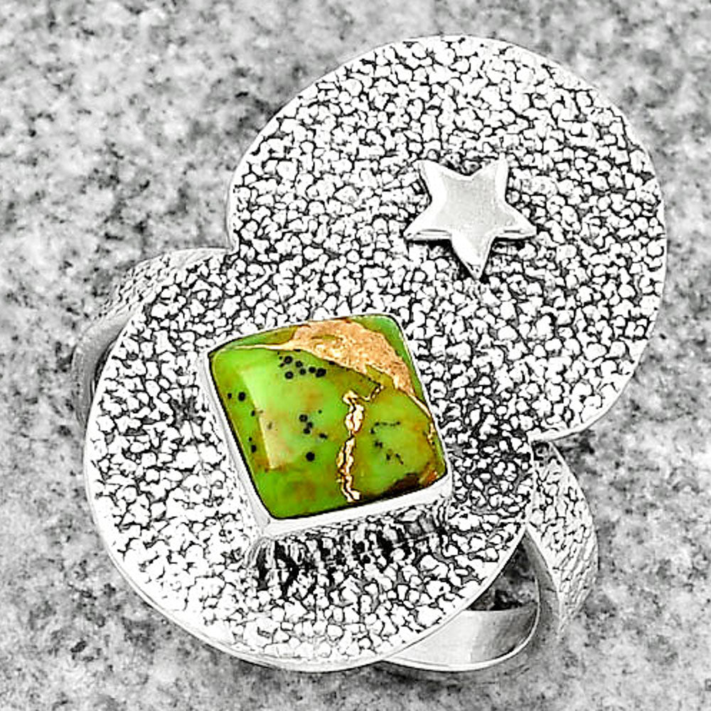 Star Natural Copper Green Turquoise Ring size-8 R-1290 SDR185489