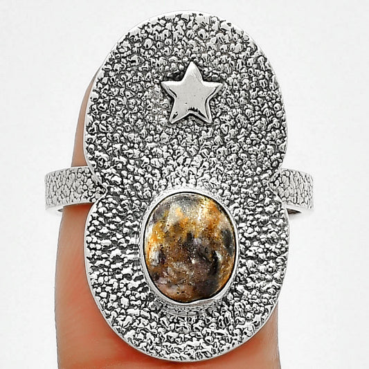 Star Natural Indian Blanket Jasper Ring size-8.5 R-1290 SDR185491
