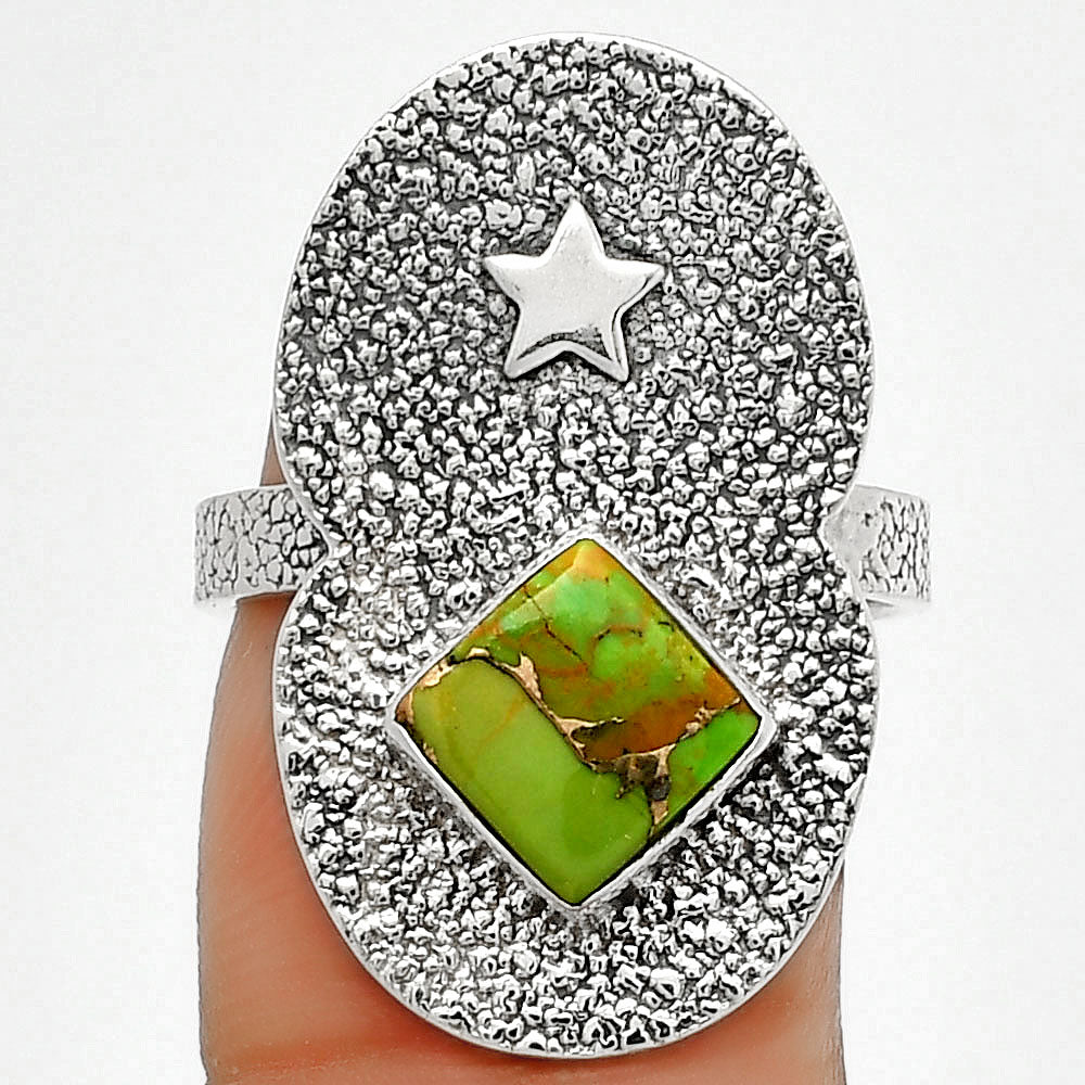 Star - Copper Green Turquoise Ring size-7.5 R-1290 SDR185492
