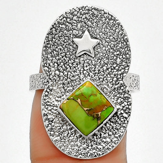 Star - Copper Green Turquoise Ring size-7.5 R-1290 SDR185492