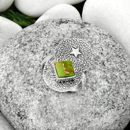 Star - Copper Green Turquoise Ring size-7.5 R-1290 SDR185492