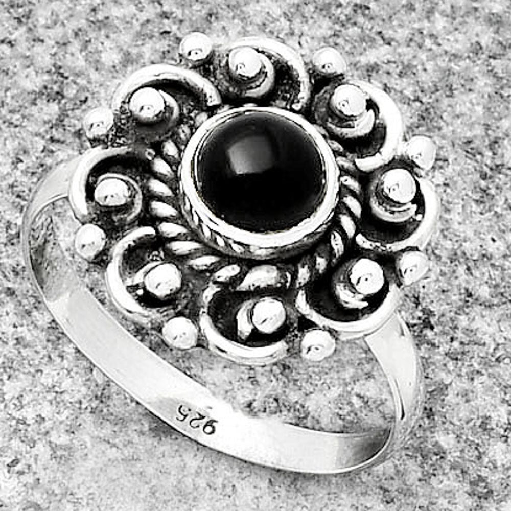 Natural Black Onyx - Brazil Ring size-8 R-1563 SDR185518